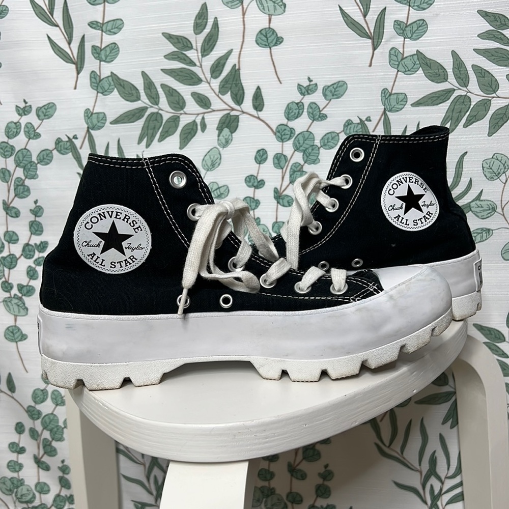 Converse high top chunky sole platform sneakers black womens sz 8